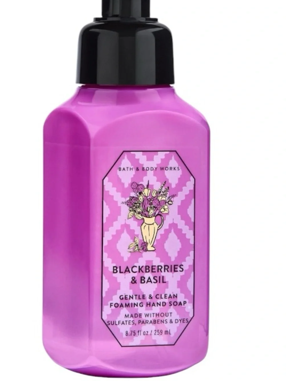 4X Bath & Body Works Blackberries & Basil Foam Hand Soap 8.75 fl oz Set Bundle